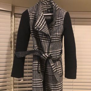 Houndstooth black and white peacoat
